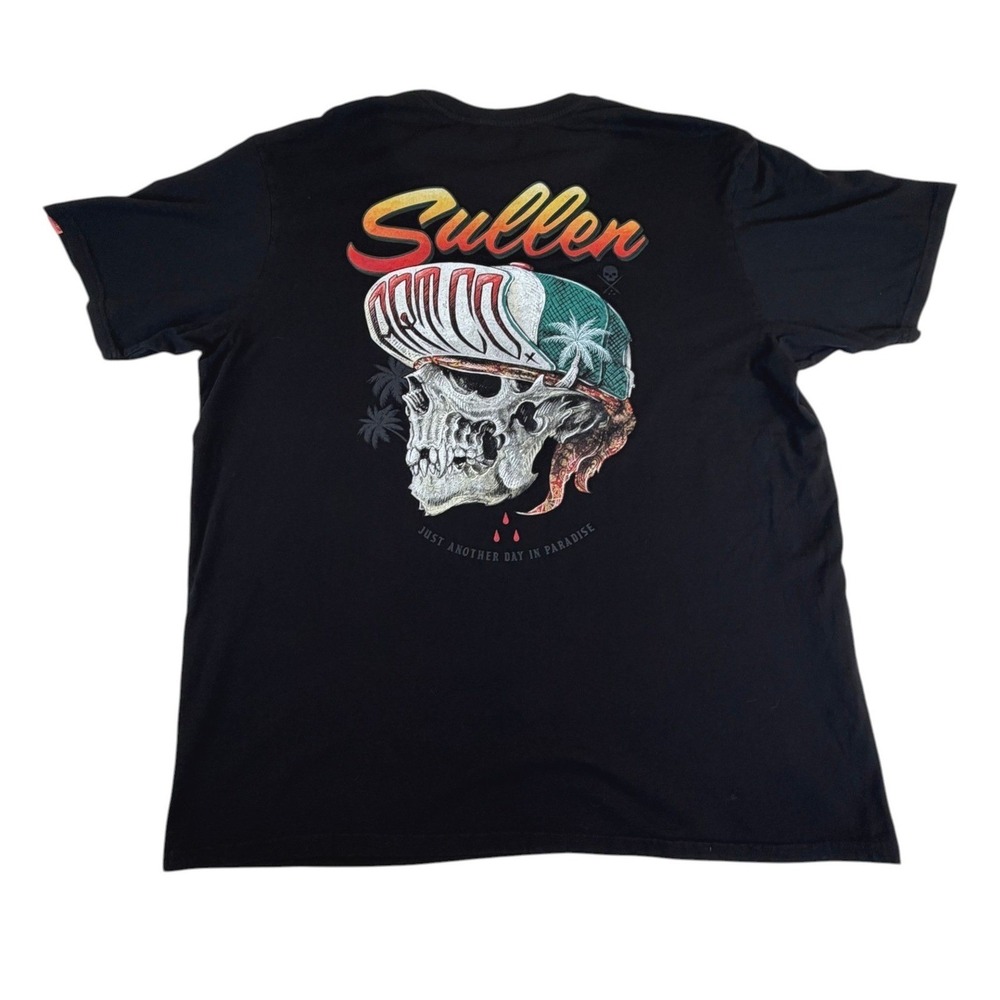 Sullen Art Collective Mens Black Skull Paradise Graphic T-Shirt 3XL Tattoo Art